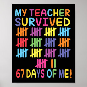 Poster Mon professeur a survécu 67 jours d'école pour moi