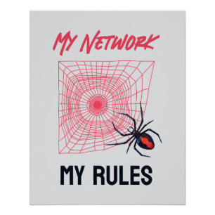 Poster Mon réseau, mes règles Drôle informatique
