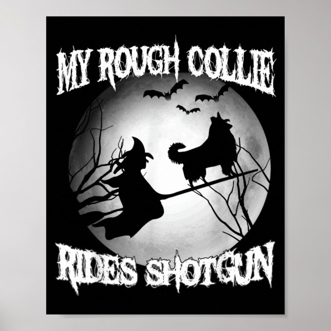 Poster Mon Rough Collie monte tir Halloween (Devant)