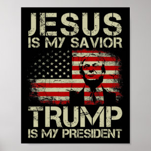 Poster Mon Sauveur Trump Est Mon Président Trump 2024 Éta