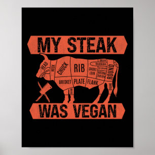 Poster Mon Steak Était Vegan Drôle Viande Manger Steak Lo