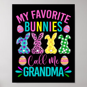 Poster Mon T-shirt préféré de lapins m'appellent grand-mè