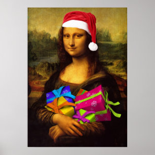 Poster Mona Lisa Arrive Comme Père Noël