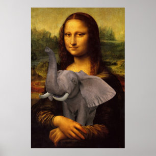 Poster Mona Lisa avec éléphant