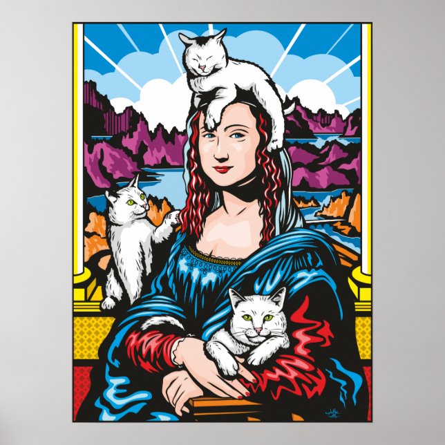 Poster Mona Lisa Avec Ses Chats (Devant)