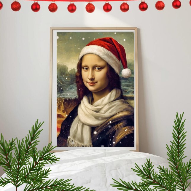 Poster Mona Lisa  in Santa  hat - festive vibes (Créateur téléchargé)