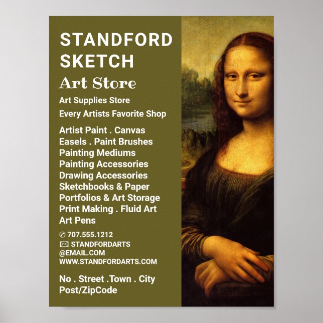 Poster Mona Lisa, Leonardo Da Vinci, Boutique de fournitu (Devant)