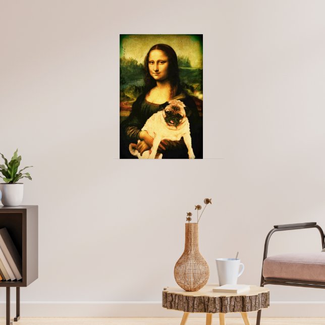 Poster Mona Lisa tenant un carlin, Carlins (Salon 3)