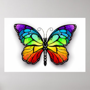 Poster Monarque papillon arc-en-ciel
