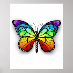 Poster Monarque papillon arc-en-ciel