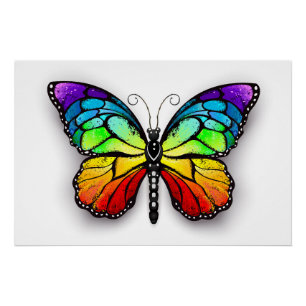 Poster Monarque papillon arc-en-ciel
