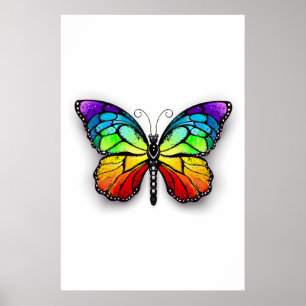 Poster Monarque papillon arc-en-ciel