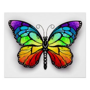 Poster Monarque papillon arc-en-ciel