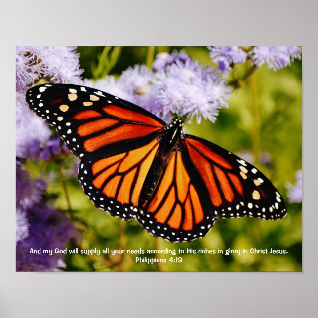 Poster Monarque Papillon Bible Verse Nature Imprimer (Devant)