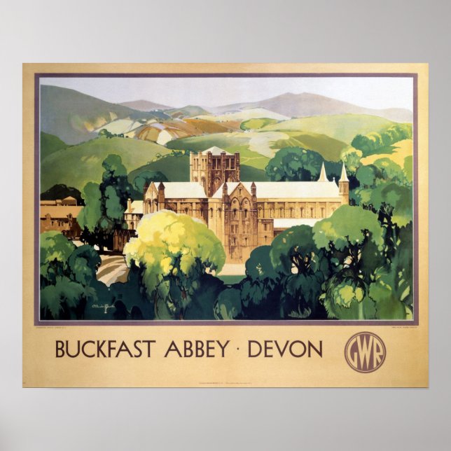 Poster Monastère de l'abbaye de Buckfast vintage Chemins  (Devant)