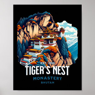 Poster Monastère du nid de tigre Bhoutan Paro Culture him