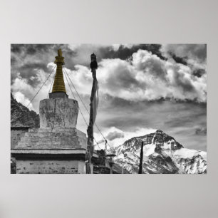 Poster Monastère et mont Everest de Rongbuk