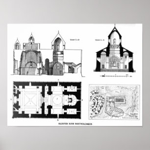 Poster Monastère Saint Bartholomew étage et plan croisé