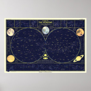Poster " Monde : 1957 La carte des cieux 1/2 ...