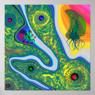 Poster Monde bizarre de peinture de choses étranges