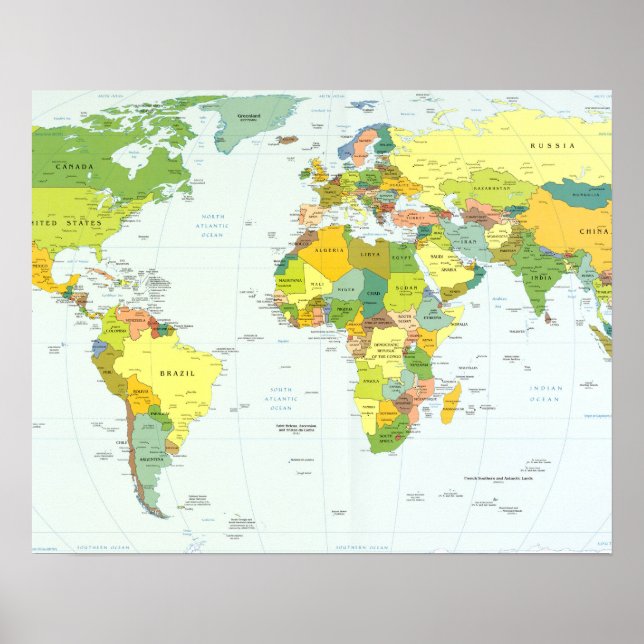Poster monde+carte+globe+pays+atlas (Devant)