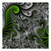 Monde Fantastique Art Fractal Abstrait Vert Et Gri