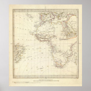 Poster Monde, gnomonic proj I Africa et sud Europe