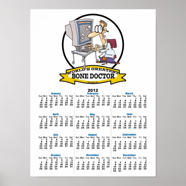 POSTER MONDE LE MEILLEUR MÉDECIN OS HOMMES CARTOON (Devant)