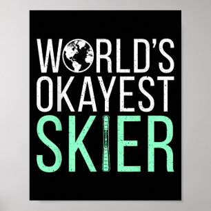 Poster Mondial Skieur Moyen Neige Sport D'hiver Skieur