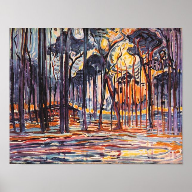 Poster Mondrian - Bois près d'Oele, (Devant)