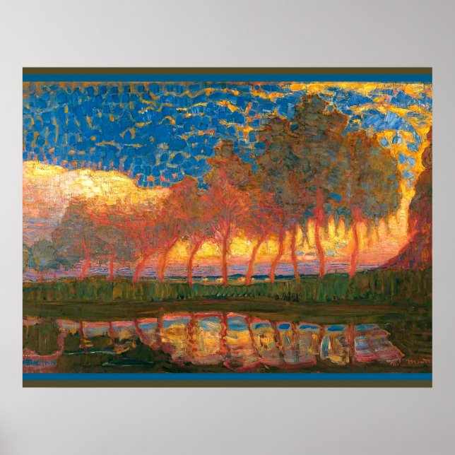 Poster Mondrian - Rangée de onze peupliers (Devant)