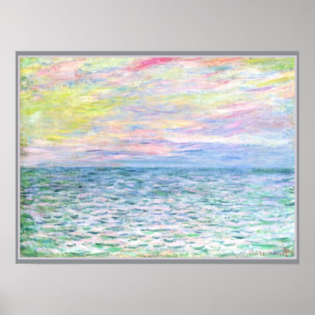 Poster Monet - Coucher de soleil à Pourville (Devant)