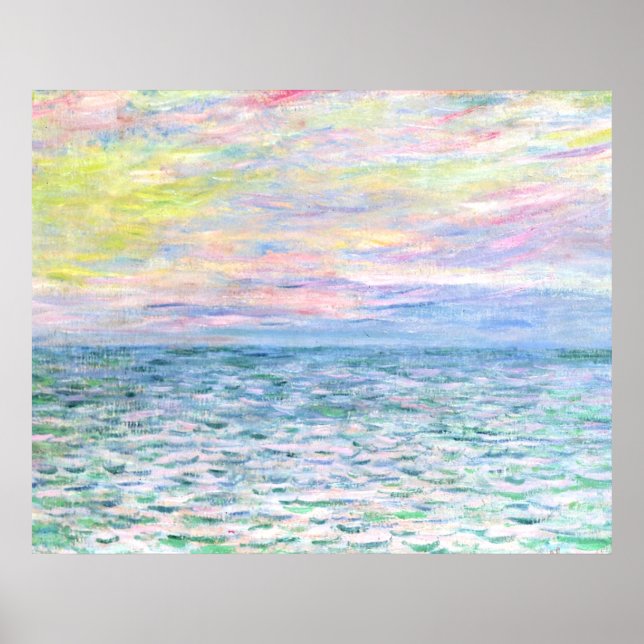 Poster Monet - Coucher de soleil à Pourville, art (Devant)