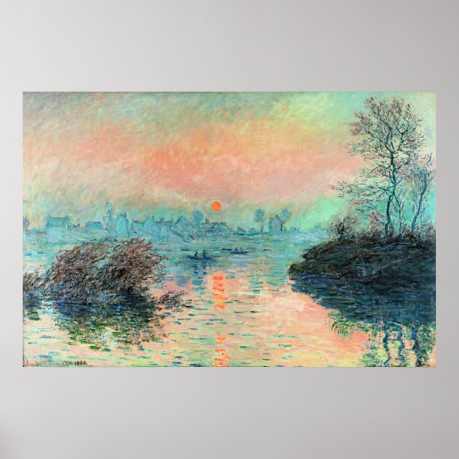 Poster Monet - Coucher de soleil sur la Seine (Devant)