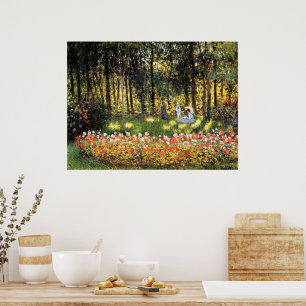 Poster Monet - La famille de l'artiste dans le jardin