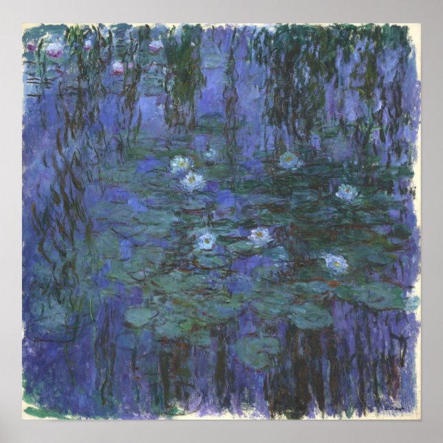 Poster Monet - Lys d'eau Bleus (Devant)