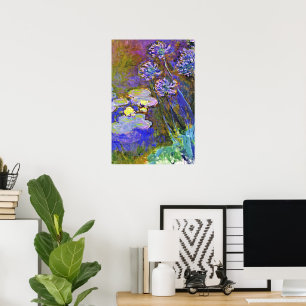 Poster Monet - Lys d'eau et Agapanthus
