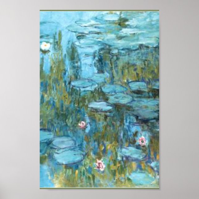 Poster Monet - Lys d'eau (turquoise), (Devant)