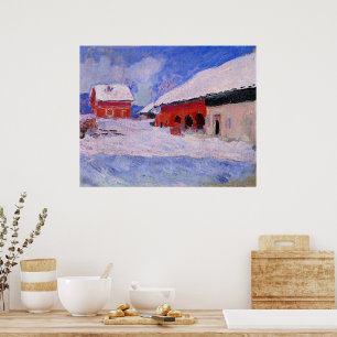 Poster Monet - Maisons rouges à Bjornegaard