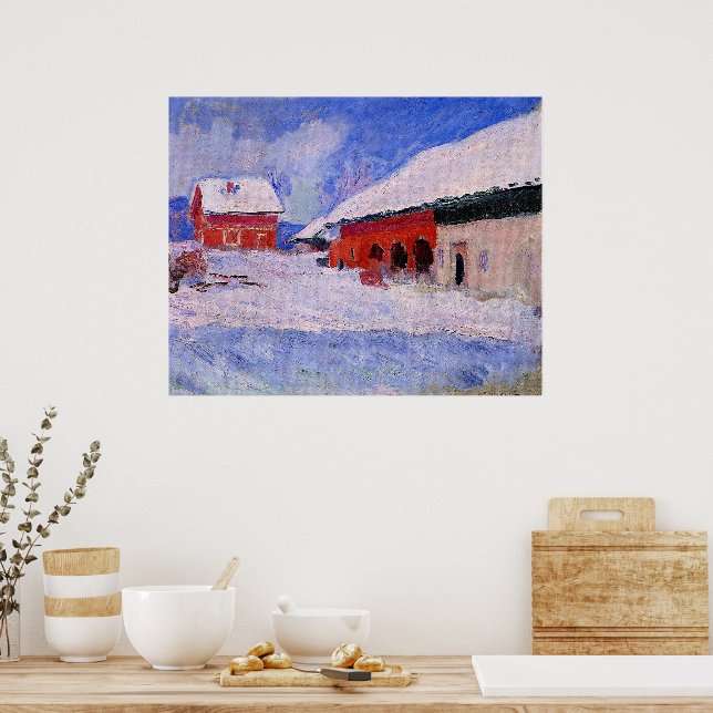 Poster Monet - Maisons rouges à Bjornegaard (Cuisine)