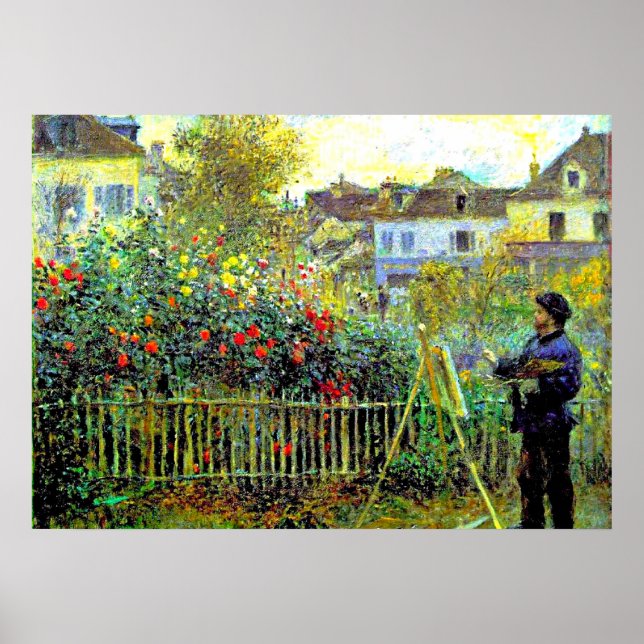 Poster Monet peignant dans son jardin à Argenteuil (Devant)
