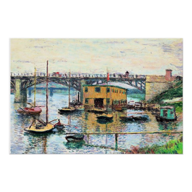 Poster Monet - Pont à Argenteuil le jour gris (Devant)