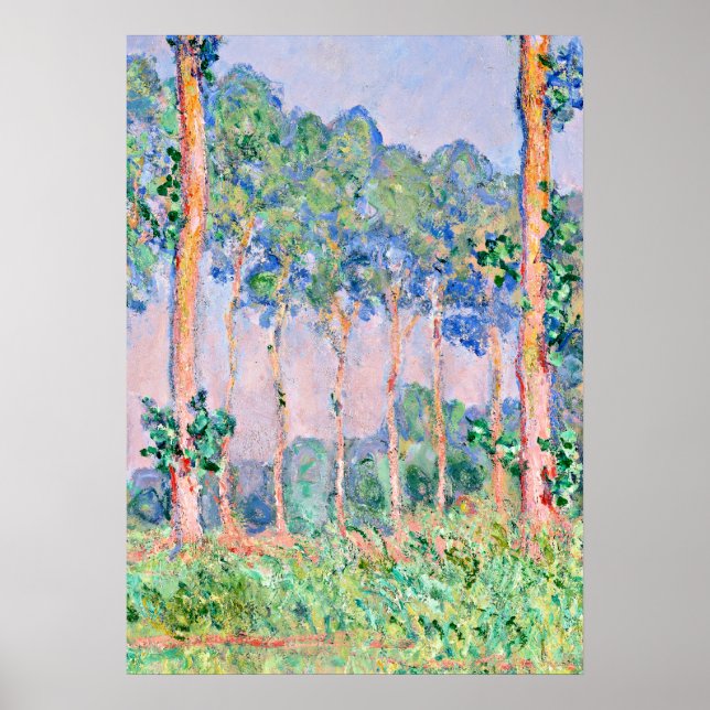 Poster Monet - Poplars, effet rose (Devant)