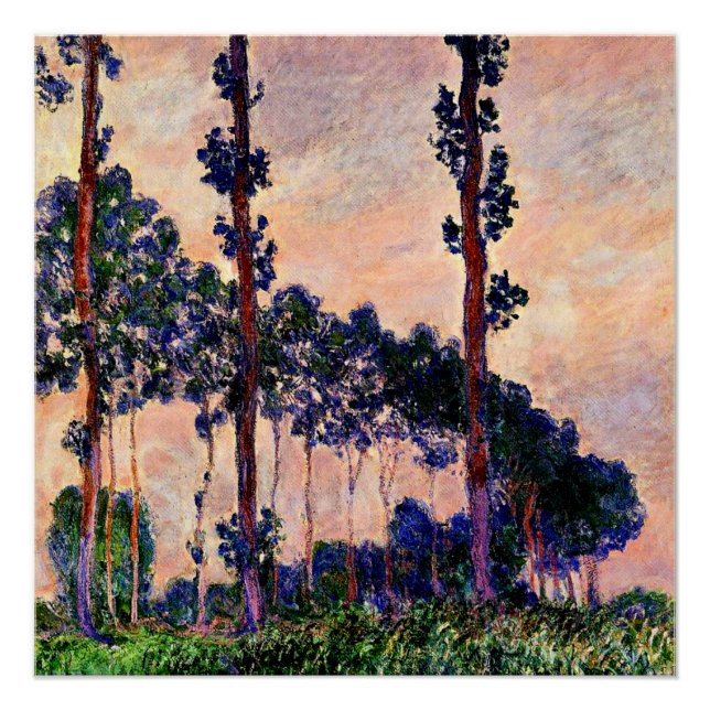 Poster Monet - Trois arbres en gris (Devant)