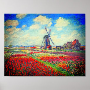 Poster Monet Tulip Fields Wmill