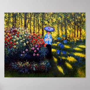 Poster Monet Woman avec un parasol dans le jardin
