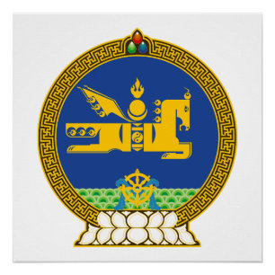 Poster mongolie pays manteau armoiries symbole emblème dr