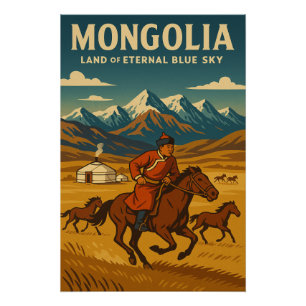 Poster Mongolie - Terre du ciel bleu éternel