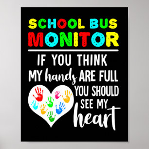 Poster Moniteur De Bus Scolaire Mains Plein Voir Mon Coeu