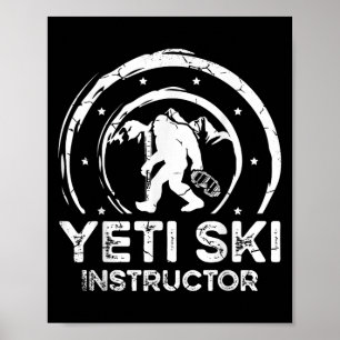 Poster Moniteur de ski Yéti Sasquatch pour une femme skie